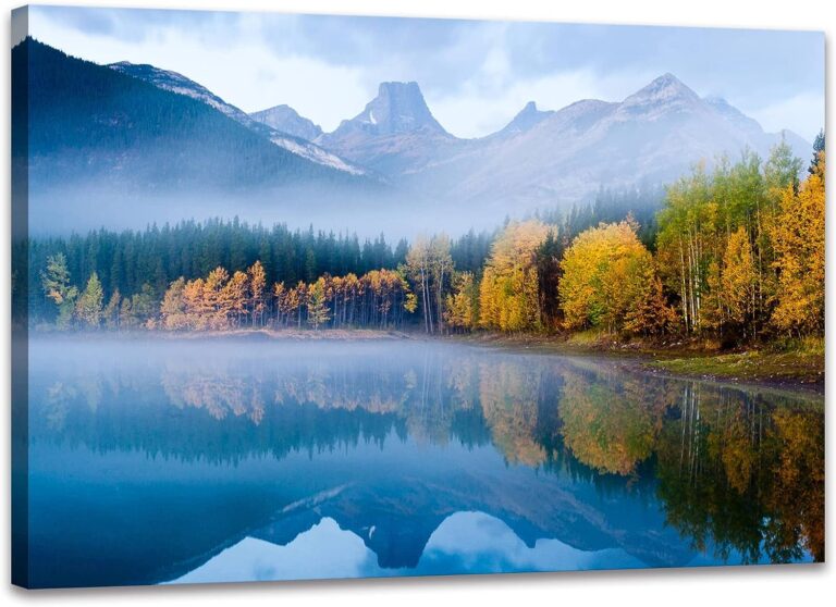 Tatras Mountains National Park Canvas Wall Art Forest Lake Painting Artwork Nature Prints Poster Framed for Living Room Bedroom Ready to Hang (12×16 inch)