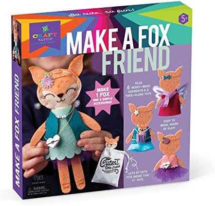 Craft-tastic – Make a Fox Friend Craft Kit – Learn to Make 1 Easy-to-Sew Stuffie with Clothes & Accessories