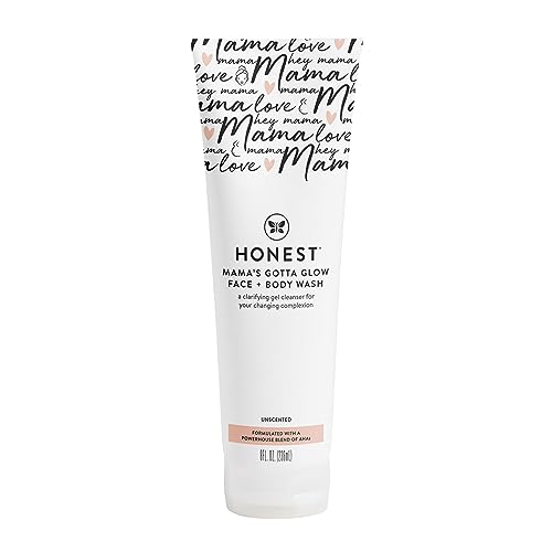 The Honest Company Honest Mama’s Gotta Glow Face and Body Wash | Pregnancy-Safe Clarifying + Exfoliating AHA Cleanser | 8 fl oz