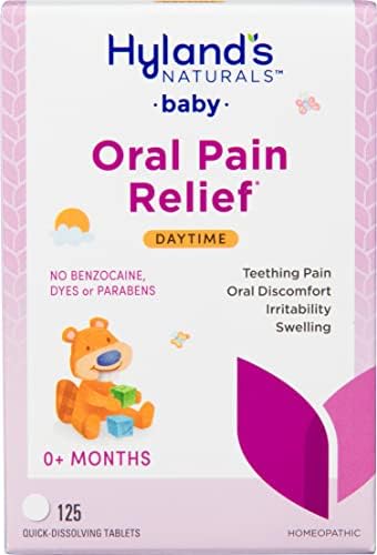 Hyland’s Naturals Baby Daytime Soothing Tablets with Chamomilla, Natural Relief of Oral Discomfort, Irritability, and Swelling, 125 Count ( Packaging may Vary )