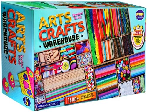 DEVELOPE BY PLAY 3 Layers Jumbo Arts and Crafts Supplies Warehouse, DevelopeByPlay 1600+ Craft Materials Kit for Kids 4-12 Big Chest Box 17.91Wx12.4L Creative Birthday Gift Toys for Girls and Boys