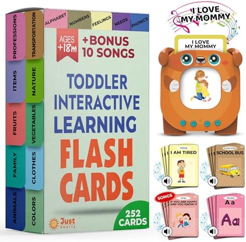 Just Smarty Talking Flash Cards for Toddlers | Alphabet Flash Cards for Kids Ages 2 3 4 5 6 | Speech Therapy and Autism Sensory Toys with Music, Phrases, ABC, Numbers, Sight Words | Pocket Toys