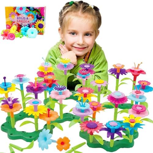 COSILY Flower Toys for Toddler 3 4 5 6 7 Years Old Girls Boys,Flower Garden Building Toy STEM Educational Activity Preschool Toys for Kids Age 3-6 (98 PCS)