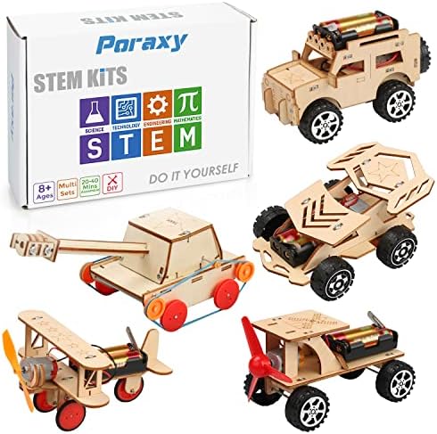 5 in 1 STEM Kits, STEM Projects for Kids Ages 8-12, Wooden Model Car Kits, Gifts for Boys 8-10, 3D Puzzles, Science Educational Crafts Building Kit, Toys for 8 9 10 11 12 13 Year Old Boys and Girls