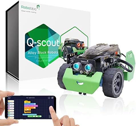 Robobloq Q-Scout STEM Projects for Kids Ages 8-12, Coding Robot, Learn Robotics, Electronics and Programming Based on Scratch, Arduino and Python, Learning & Education Toys, Gifts for Boys and Girls