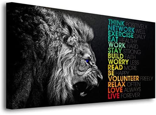 Animal Lion Canvas Wall Art Motivational Inspirational Quotes Picture Canvas Prints with Frame, Wall Art Decorative,Inspirational Quotes Canvas wall art paintings is Waterproof,20x40inches