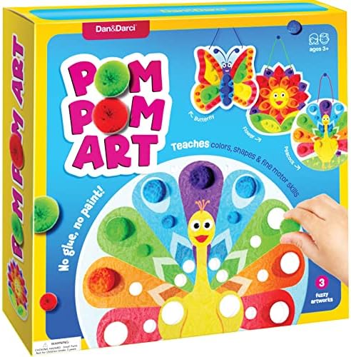 Pom Pom Arts & Crafts Kit for Toddlers – Easy Toddler Art Activity Craft for Little Boys & Girls Ages 3, 4, 5, 6 Years Old Kids Sensory Activities – Builds Fine Motor Skills & Hand-Eye Coordination