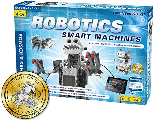 Thames & Kosmos | Robotics Smart Machines | Robotics for Kids 8 and up | STEM Kit builds 8 Robots | Full Color Manual to help with assembly | Requires tablet or smartphone | Parents’ Choice Gold Award