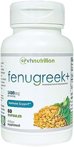 VH Nutrition Fenugreek+ | Fenugreek Capsules for Women | 1400mg Lactation Supplement* | Extra Strength Mother’s Breastfeeding Support Formula* | Easy to Swallow 60 Capsules