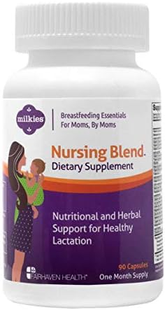 Milkies Fairhaven Health Nursing Blend Vegetarian Supplement for Breastfeeding Women, Lactation Support with 2 Grams Fenugreek Capsules for Moms – 1 Month Supply