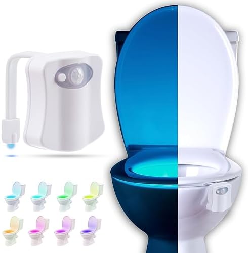 RainBowl Toilet Light with Motion Sensor – Unique Cool Gadget – LED Toilet Bowl Night Light – Funny Birthday Gifts for Men, Mens Gifts for House Warming – Gag Gift for Dad, Boyfriend, Husband, Him