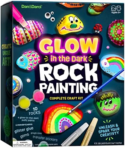 Kids Rock Painting Kit – Glow in The Dark – Arts & Crafts Easter Gifts for Boys and Girls Ages 4-12 – Craft Activities Kits – Creative Art Toys for 4, 5, 6, 7, 8, 9, 10, 11 & 12 Year Old Kids