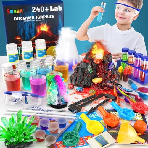 SNAEN 240+ Lab Experiments Science Kits, Chemistry Set, Crystal Growing, Erupting Volcano, STEM Activities Educational Toys Gifts for 6 7 8 9 10 11 Years Old Boys Girls Kids Toys