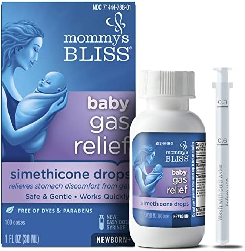 Mommy’s Bliss Gas Relief Drops Bottle, Simethicone Drops for Infants, Relieves Stomach Discomfort, Safe & Gentle, Ginger Flavor, 1 Fl Oz (Pack of 1)