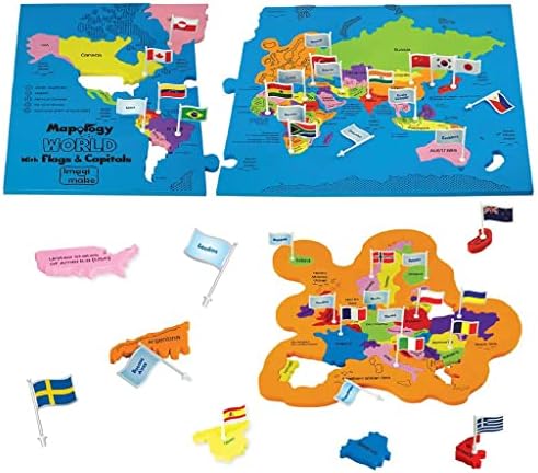 Imagimake Mapology World Map Puzzle – Includes Country Flags & Capitals | Educational Toys for Kids 5-7 | Fun Jigsaw Puzzle for Girls & Boys Toy Age 6-8 | Easter Gifts for Kids | Easter Toys