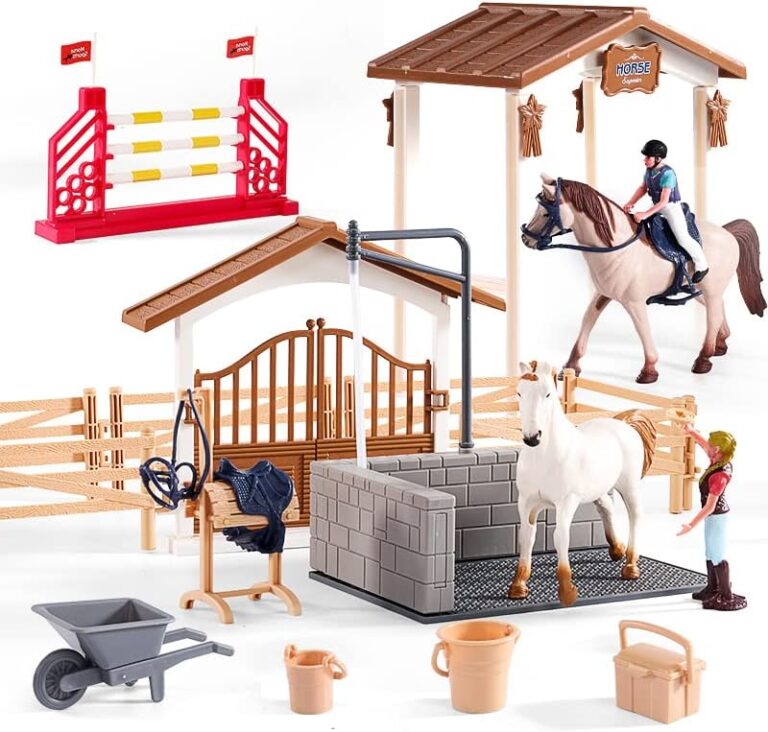 Horse Stable Figurine Playset Horse Club with Rider Horses Toy Figures Animal Toys Set for Boys and Girls Gifts for Girls and Boys 3 4 5 6 7 8 Years up