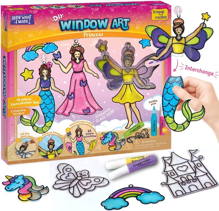 Imagimake Window Art Princess | Suncatcher Kit | Arts and Crafts for Kids Ages 6-8 | Girls Toys Age 6-8 | Unicorn Gifts for Girls Age 6-8 | 7 Year Old Girl Birthday Gifts