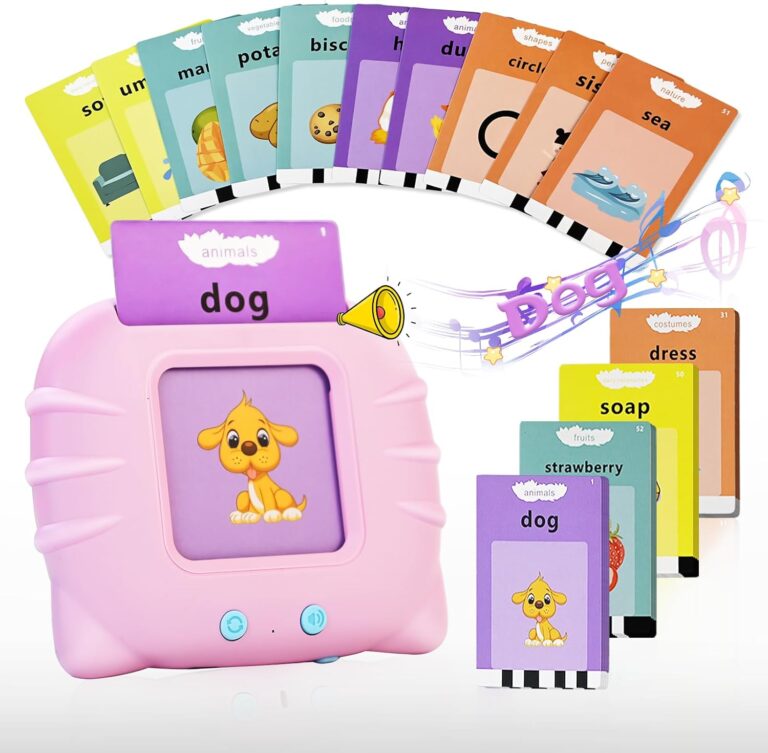 Talking Flash Cards-Alphabet Pocket Speech Toys -224 Signt Words of 12 Varieties- Therapy Autism Sensory Toys for Autism Children-Educational Toddler for 2-4 Years Old Kids Gifts-Pink