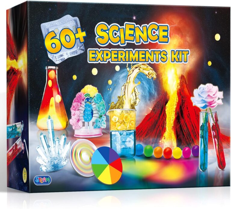 UNGLINGA 60+ Science Experiments Kits for Kids, Boys Girls Toys Gifts, Science Lab STEM Activities Educational Project with Chemistry Set, Erupting Volcano, Magic Colour