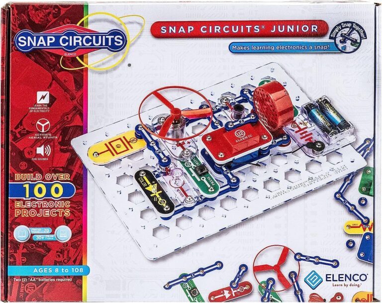 Snap Circuits Jr. SC-100 Electronics Exploration Kit, Over 100 Projects, Full Color Project Manual, 28 Parts, STEM Educational Toy for Kids 8 +