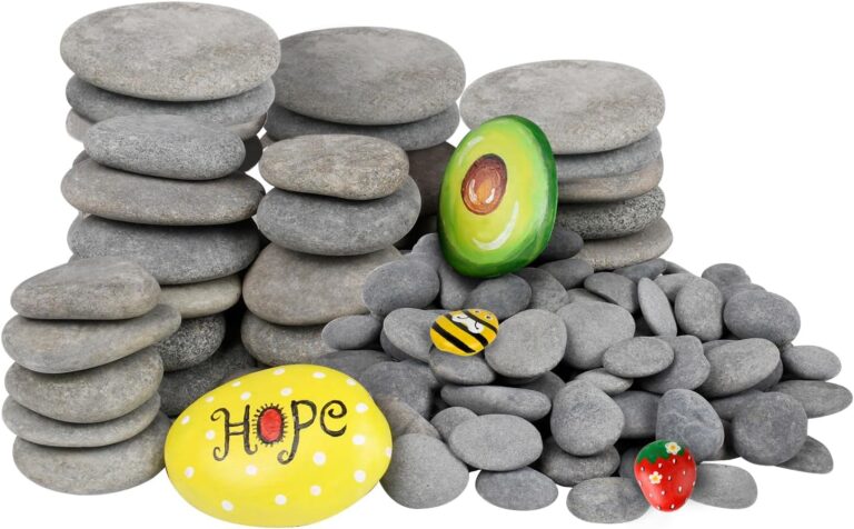 Simetufy 120 Pcs Rocks for Painting, 20Pcs 2”-3”/ 15Pcs 1.6”-2” River Rocks to Paint, 85pcs 0.5′-1′ Flat Smooth Rock for Painting, Crafting, Kindness Stone, Natural Stones for Kids DIY