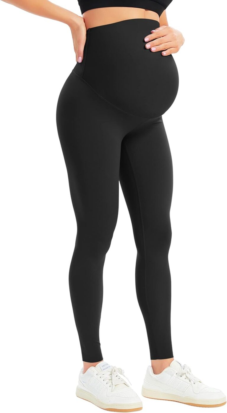 BONVIGOR Women’s Maternity Leggings Over The Belly Bump Workout Full Length Leggings Running Active Yoga Pants