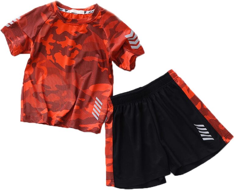 Boys Summer Clothing Sets Kids Outfit Set Camouflage Short Sleeve T-Shirt+ Shorts Sportswear 3-13Years