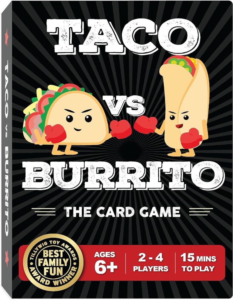 Taco vs Burrito Family Board Games for Kids 6-8, 8-12 & Up – Fun Travel Family Card Games for Everyone, Gifts for 7, 8, 9 and 10 Year Old Boys and Girls