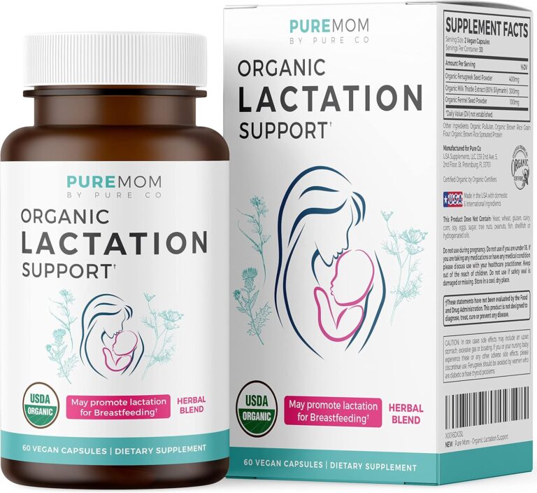 USDA Organic Lactation Supplement – Increase Milk Supply with Herbal Breastfeeding Support – Aid for Mothers – Organic: Fenugreek Seed, Fennel & Milk Thistle – 60 Vegan Capsules (No Pills or Cookies)