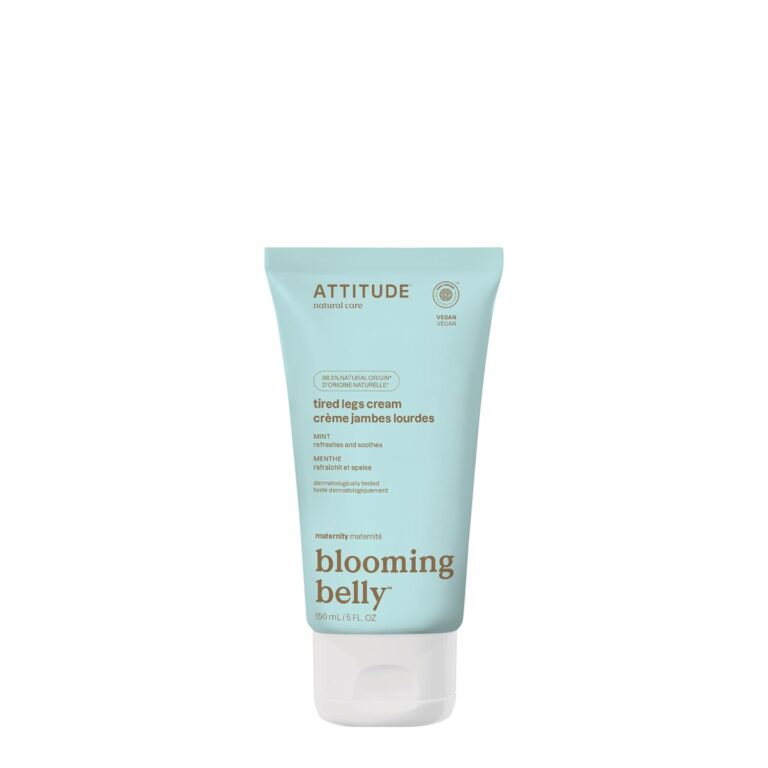 ATTITUDE Pregnancy Tired Legs Cream, EWG Verified, Dermatologically Tested, Plant and Mineral-Based, Vegan Maternity Products, Soothing and Refreshing Mint, 5 Fl Oz