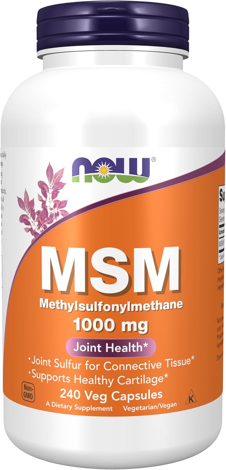 NOW Supplements, MSM (Methylsulfonylmethane) 1,000 mg, Joint Health*, 240 veg Capsules