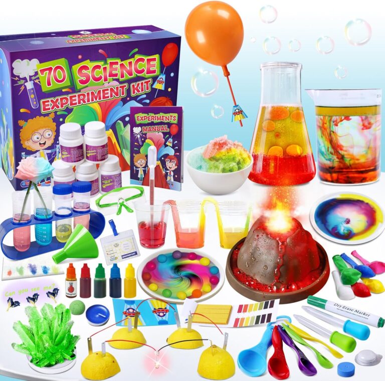 UNGLINGA 70 Lab Experiments Science Kits for Kids Educational Scientific Toys Birthday Gifts Idea for Girls Boys, Chemistry Set, Erupting Volcano, Fruit Circuits, STEM Projects Magic Activities