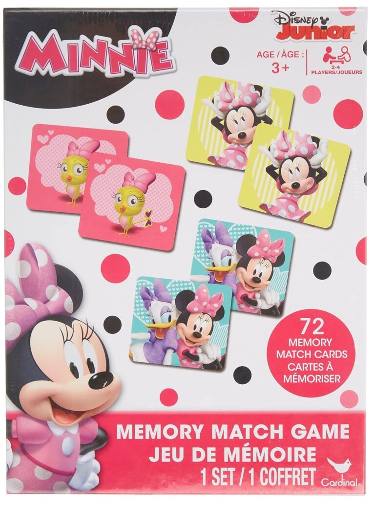 Disney Minnie Mouse Memory Match Game – Pictures Game of 72 Memory Cards with Minnie & Daisy, Concentration & Educational Matching Game for Kids – Colorful Memory Card Game for Kids Age 3 & Up