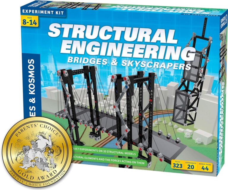 Thames & Kosmos Structural Engineering: Bridges & Skyscrapers | Science & Engineering Kit | Build 20 Models | Learn about Force, Load, Compression, Tension | Parents’ Choice Gold Award Winner, Blue