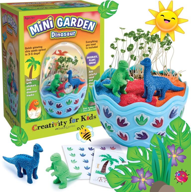 Creativity for Kids Mini Garden Dinosaur: Terrarium Kit for Kids – Dinosaur Crafts for Boys, Dinosaur Toy and Science Kit for Kids Ages 6-8+, Small Gifts for Kids