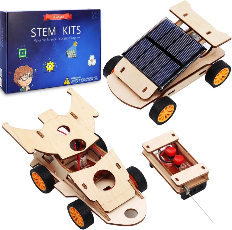 2 in 1 Science Experiment Kits for Kids,STEM Projects DIY Building Remote Control Solar Car Model Kit,3D Puzzles Wooden Motor Set,Assemble Gift Toys for Boys Girls Age 10 11 12 13 14