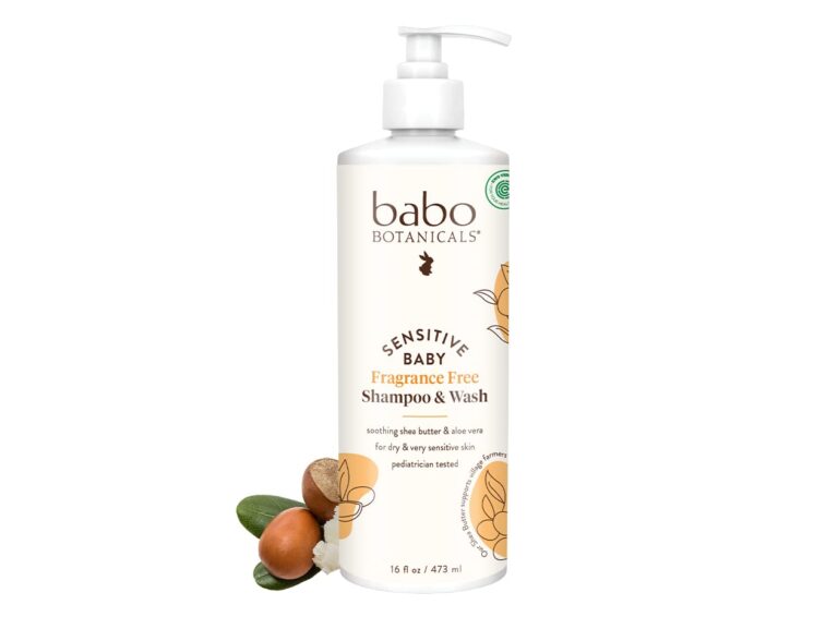 Babo Botanicals Sensitive Baby Fragrance-Free 2-in-1 Shampoo & Wash – Shea Butter, Calendula & Aloe Vera – EWG Verified – Cruelty-Free – Vegan – Pediatrician Tested – For Babies & Kids