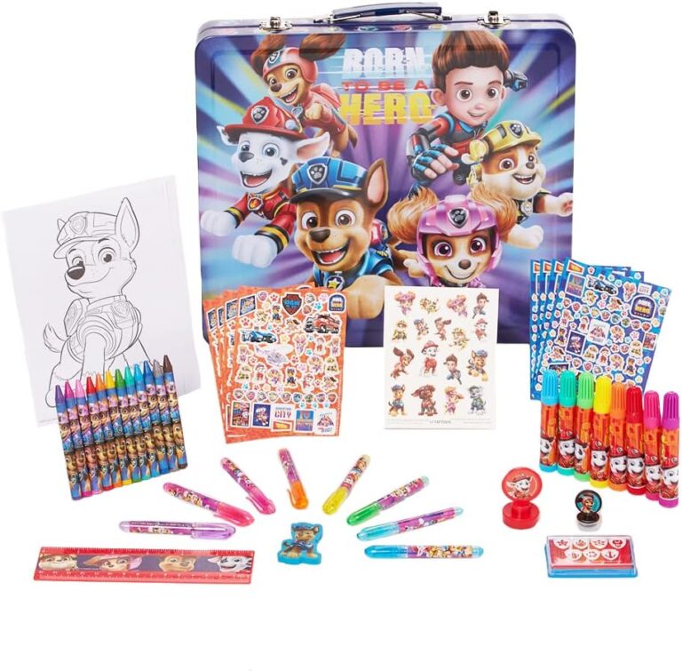 Innovative Designs Nickelodeon Paw Patrol The Movie Deluxe Activity Set with Carrying Tin, Coloring Sheets, Tattoos, Stickers, & Art Supplies