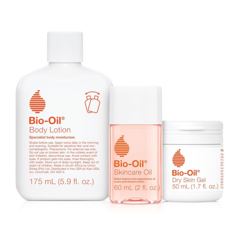 Bio-Oil Skincare Set, Trial Kit for Scars, Stretchmarks, and Dry Skin, 3 Pc Travel Size Kit Includes Skin Care Oil, Dry Skin Gel, and Body Lotion, use for Scars, Pregnancy Stretch Marks, and Dry Skin