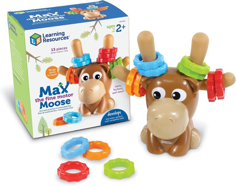 Learning Resources Max the Fine Motor Moose – 13 Pieces, Ages 2+ Toddler Learning Toys, Fine Motor Toy for Toddlers, Preschool Toys