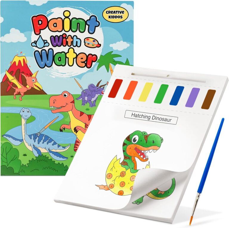 Paint With Water Coloring Book for Toddlers: Mess Free Kids Watercolor Painting Activity Kit – Arts and Crafts For Ages 2 3 4 5 6 Years Old – Dinosaur – Pocket Travel Book, Gift Toy, Stocking Stuffers