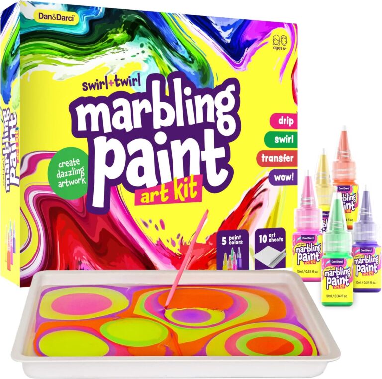 Marbling Paint Art Kit for Kids – Arts & Crafts Gifts for Girls & Boys Ages 6-12 Years Old – Easter Craft Kits Set – Paint Gift Ideas Activities Toys Age 6 7 8 9 10 Year Olds – Marble Painting Kits