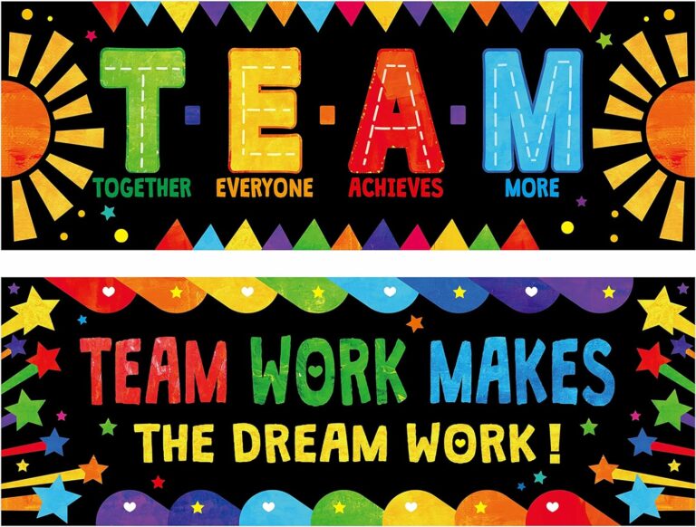 Gethelud Classroom Banner Poster, 2 PCS Colorful Bulletin Board Decoration Motivational Posters for School & Classroom Kindergarten Preschool Primary Middle High School-Teamwork (Poster Tube Package)