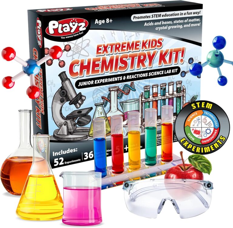 Playz 52 Extreme Kids Chemistry Experiments Set – STEM Activities & Science Kits for Kids Age 8-12 with 51+ Tools – Discovery Science Educational Toys & Gifts for Boys, Girls, Teenagers & Kids