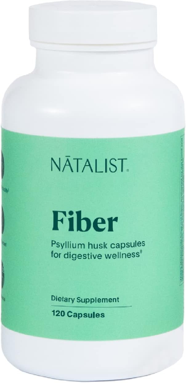 NATALIST Fiber Psyllium Husk Supplement 2,175 mg Daily Plant-Based Prebiotic for Digestive Wellness, Pregnancy-Safe Complete Colon & Gut Health Support for Women Gluten-Free – 120 Capsules