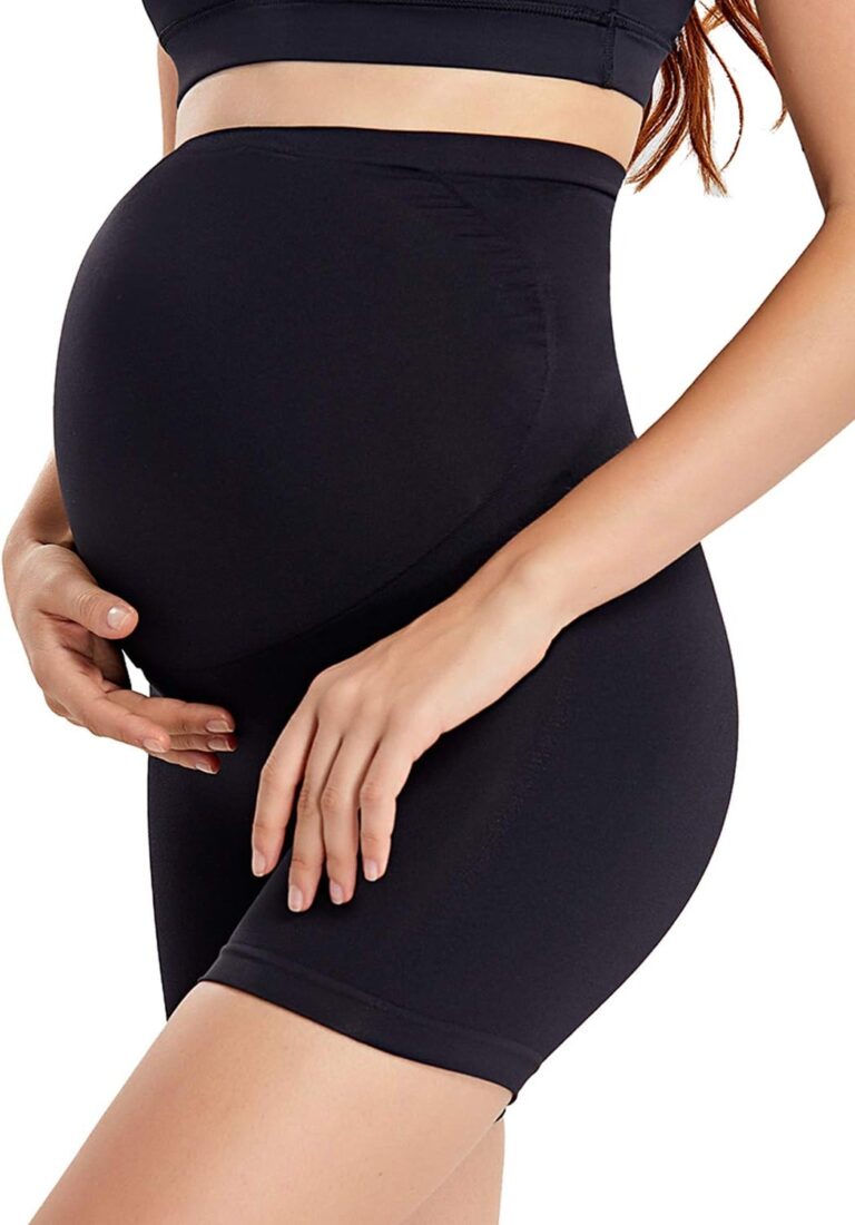 Gratlin Women’s Seamless Maternity Shapewear for Dresses Pregnancy Shorts Panties High Waist Mid-Thigh Underwear