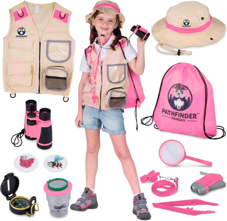 Kids Explorer Kit with Safari Vest & Hat for 3-12 Year Old Boys & Girls – Safari Costume Kids, Zoo Keeper, Paleontologist, Bug Kit & More – Giftable STEM Outdoor Explorer Kit for Kids + Bug Ebook