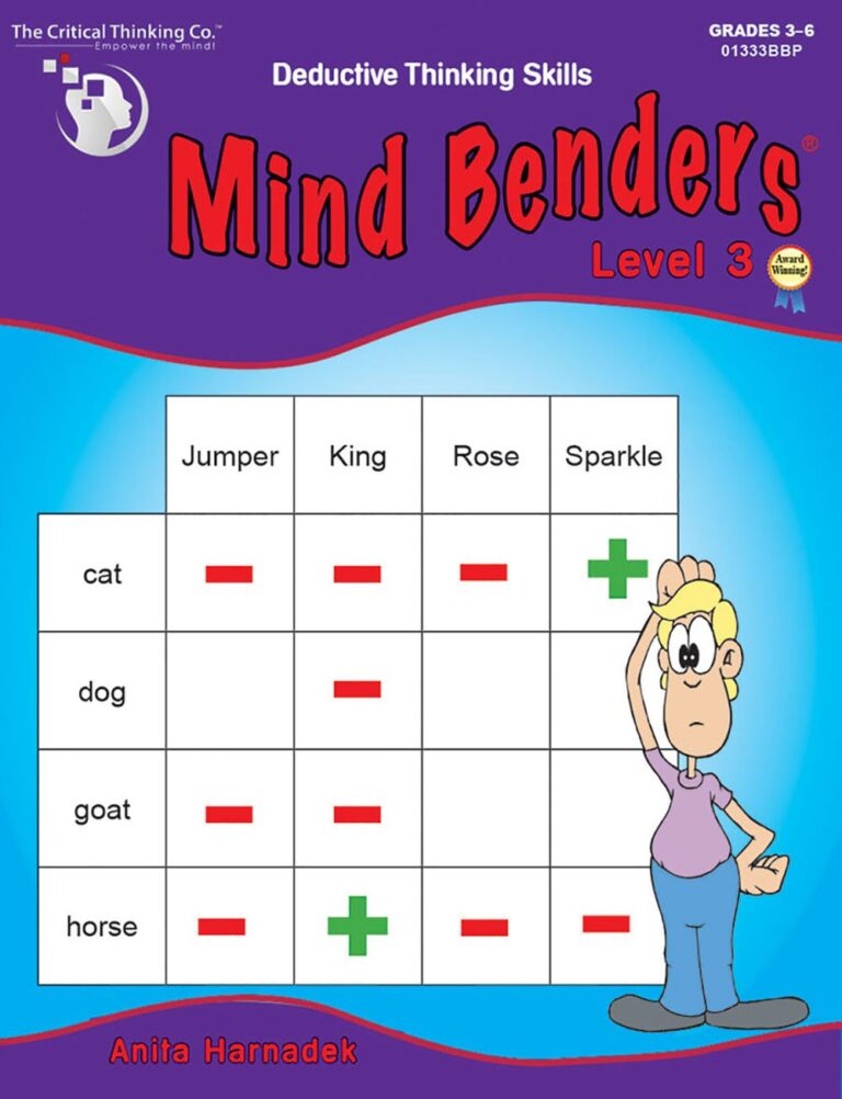 Mind Benders Level 3 Workbook – Deductive Thinking Skills Puzzles (Grades 3-6)