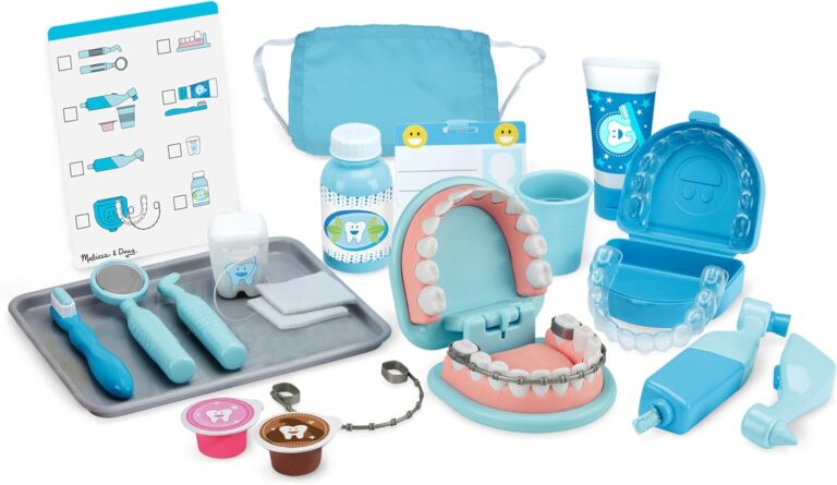 Melissa & Doug Super Smile Dentist Kit With Pretend Play Set of Teeth And Dental Accessories (25 Toy Pieces) – Pretend Dentist Play Set, Dentist Toy, Dentist Kit For Kids Ages 3+