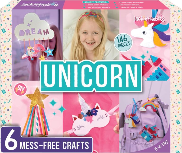 jackinthebox Unicorn Crafts for Kids Ages 5-8, 6-in-1 Unicorn Gifts for Kids, Unicorn Craft Kit, Unicorn Toys, Unicorn Arts and Crafts for kids Aged 5 6 7 8 Years